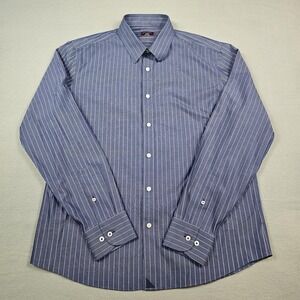 UNTUCKit Shirt Mens Large Blue Striped Gifford WF Wrinkle Free Button Up Cotton